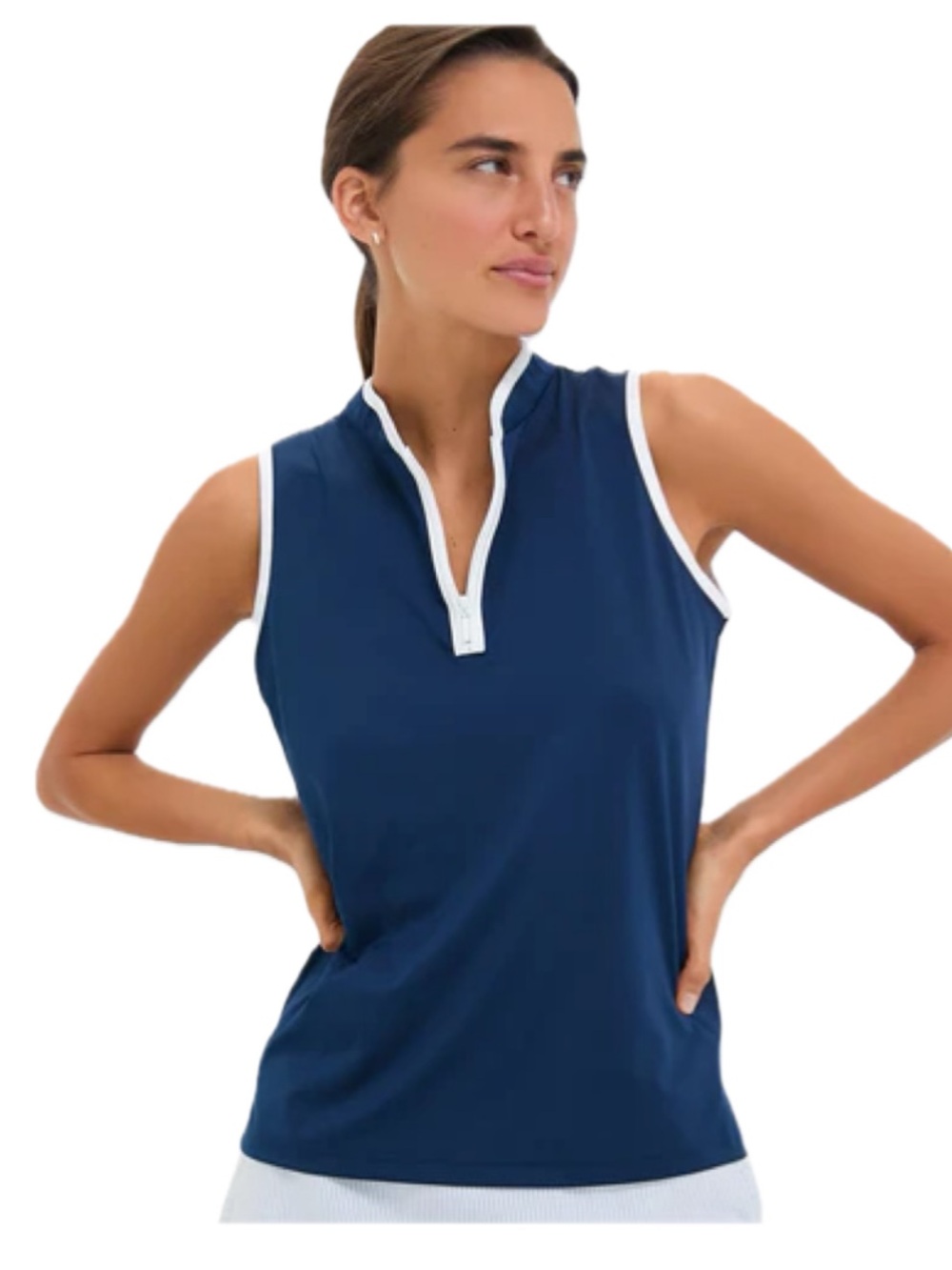 Like New Tuckernuck TNUCK SPORT Navy Sleeveless Connors Mock Neck